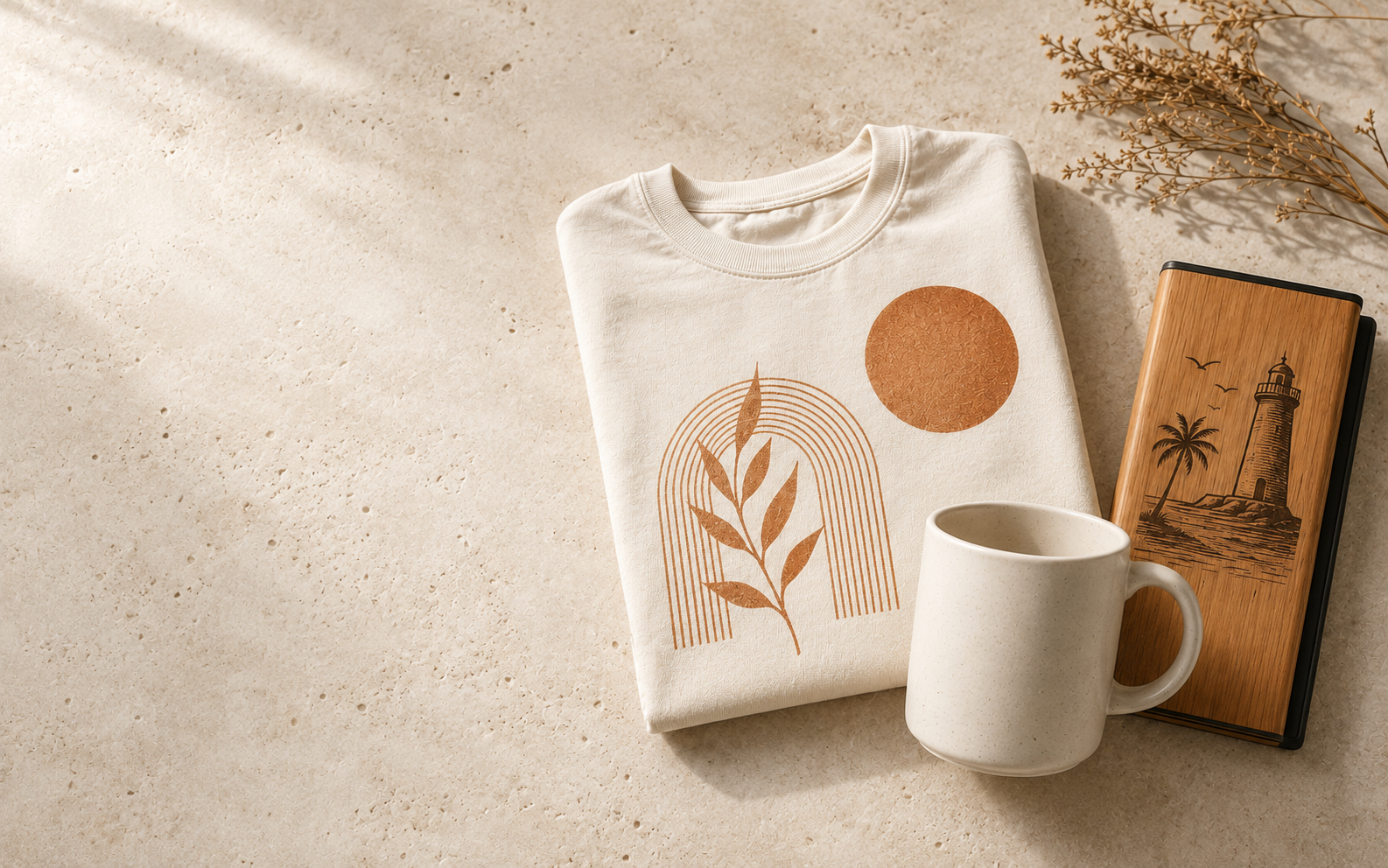 Camiseta, taza y libreta de madera personalizadas